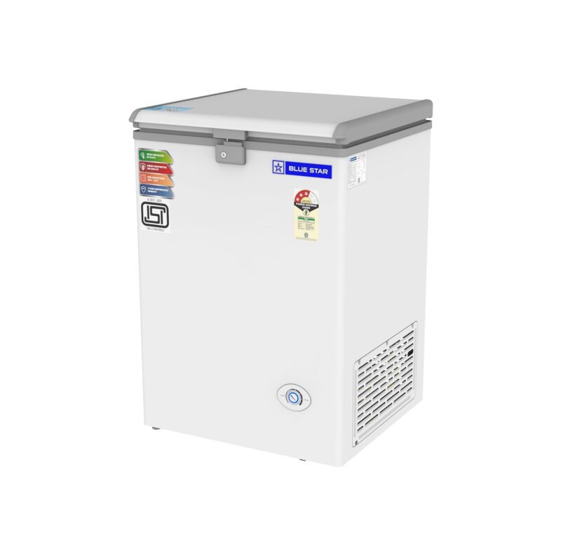 1000 Blue Star 99L 3 Star Single Door Standard Deep Freezer (CF3- 130NEYW, White)