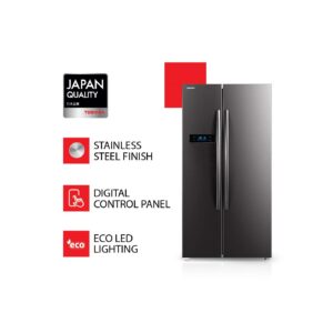 10000000000 TOSHIBA 587 L with Inverter Side by Side Refrigerator Appliance (GR-RS530WE-PMI(06), Stainless Steel Finish)