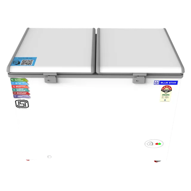 300441_11_uvvpqy Blue Star 300 L Double Door Standard Deep Freezer (White, Grey, CF5-330NEYW 2024 Model, 5 Star)