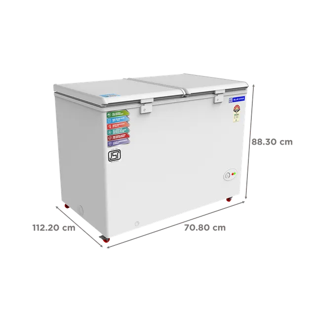 300441_2_ugzrka Blue Star 300 L Double Door Standard Deep Freezer (White, Grey, CF5-330NEYW 2024 Model, 5 Star)