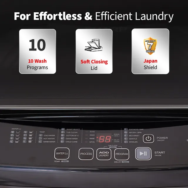 308432_10_ppzkfa SHARP 10 kg 5 Star Fully Automatic Top Load Washing Machine (ES-T100N-BK) Midnight Black