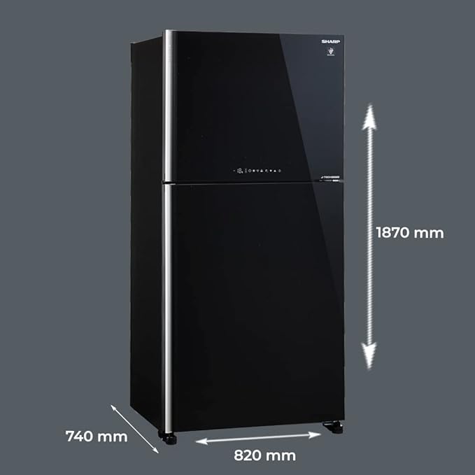 41zRFOYTClL._SX679_ SHARP 613L 2 Star J-Tech Inverter Frost Free Double Door Refrigerator (SJGP60TBKEC)