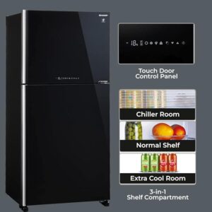 51JSbn43usL._SX679_ SHARP 613L 2 Star J-Tech Inverter Frost Free Double Door Refrigerator (SJGP60TBKEC)