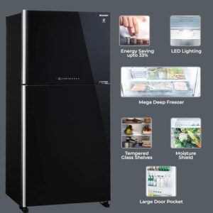 51fSqRMcnXL._SX679_-1 SHARP 613L 2 Star J-Tech Inverter Frost Free Double Door Refrigerator (SJGP60TBKEC)