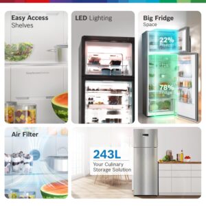 71NtTcTgk8L._SL1500_ Bosch 243L 3 Star Frost Free Refrigerator, Convertible(CTC27S031I, Silver Inox))