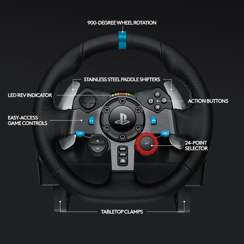 71WFZhW7wQL._SL1500_ Logitech G29 Driving Force Racing Wheel and Floor Pedals, Real Force Feedback, Stainless Steel Paddle Shifters, Leather Steering Wheel Cover for PS5, PS4, PC, Mac - Black