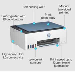 HP Smart Tank 585 All-in-one WiFi Colour Printer (Upto 6000 Black and 6000 Colour Pages Included in The Box). - Print, Scan & Copy for Office/Home