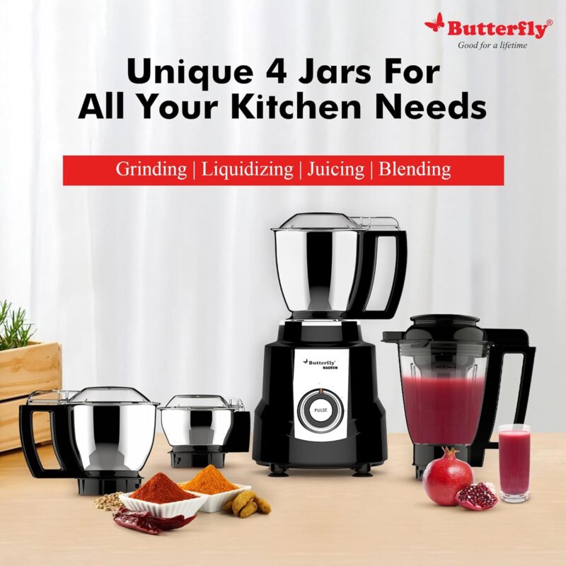 71fmhAPxZTL._SL1500_ Butterfly Magnum 1.2 Hp Mixer Grinder 4 Jar, 900 Watt, (Black)