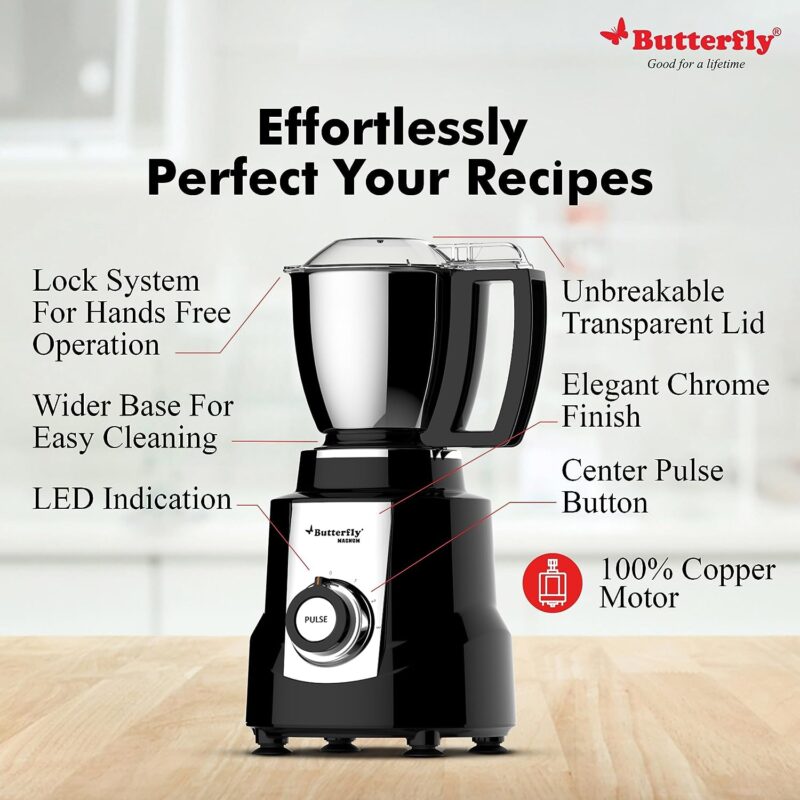 71yqlZfEIiL._SL1500_ Butterfly Magnum 1.2 Hp Mixer Grinder 4 Jar, 900 Watt, (Black)
