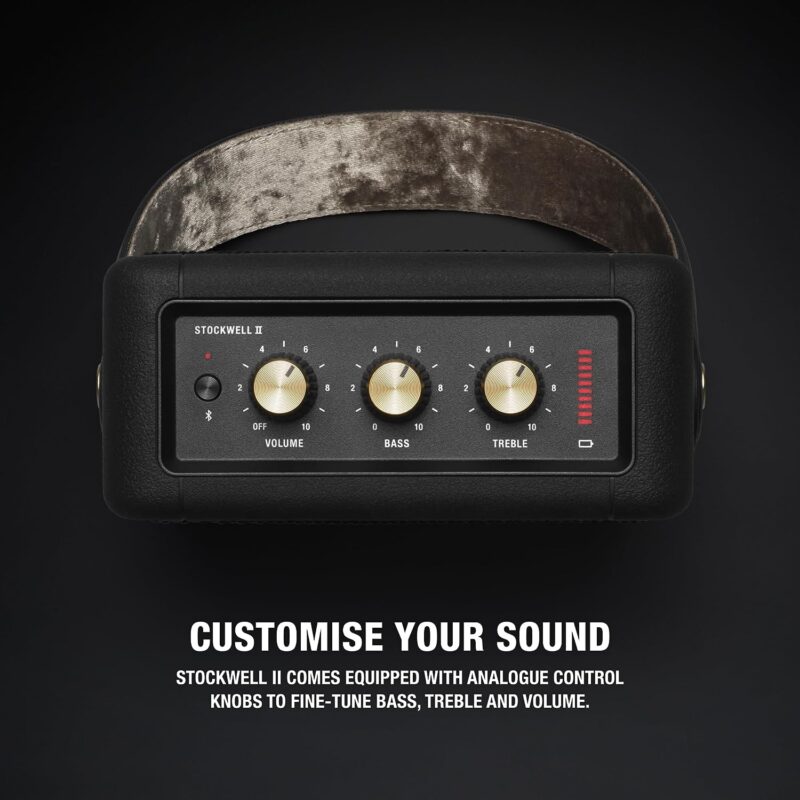 Marshall Stockwell II 20 Watt Wireless Bluetooth Portable Speaker (Black and Brass)
