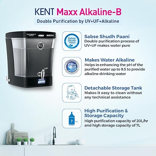 81VigGwXwUL._SX522_ KENT Maxx Alkaline-B | Smart Alkaline Technology | Multiple Purification Process UV + UF + Alkaline