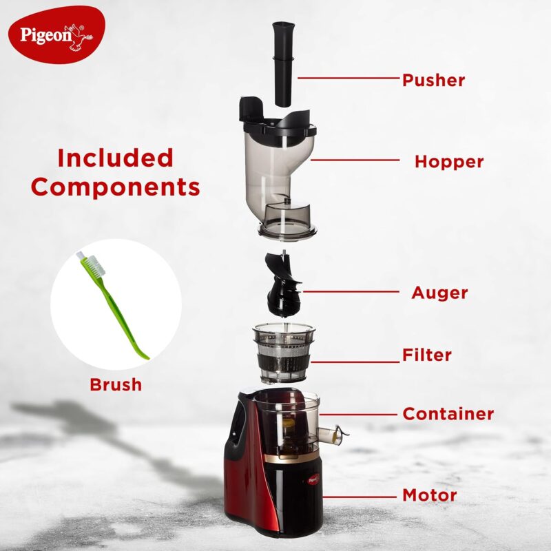 81i8SYxfSAL._SL1500_ Pigeon Slow Cold Press Juicer 150 Watts (100% Copper Motor )