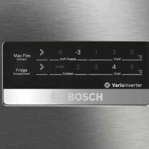 90-1 Bosch MaxFlex Convert 364L Inverter Frost Free Triple Door Refrigerator (CMC36K05NI, Black Steel)