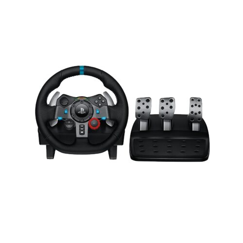 LOGITECH-1 Logitech G29 Driving Force Racing Wheel and Floor Pedals, Real Force Feedback, Stainless Steel Paddle Shifters, Leather Steering Wheel Cover for PS5, PS4, PC, Mac - Black