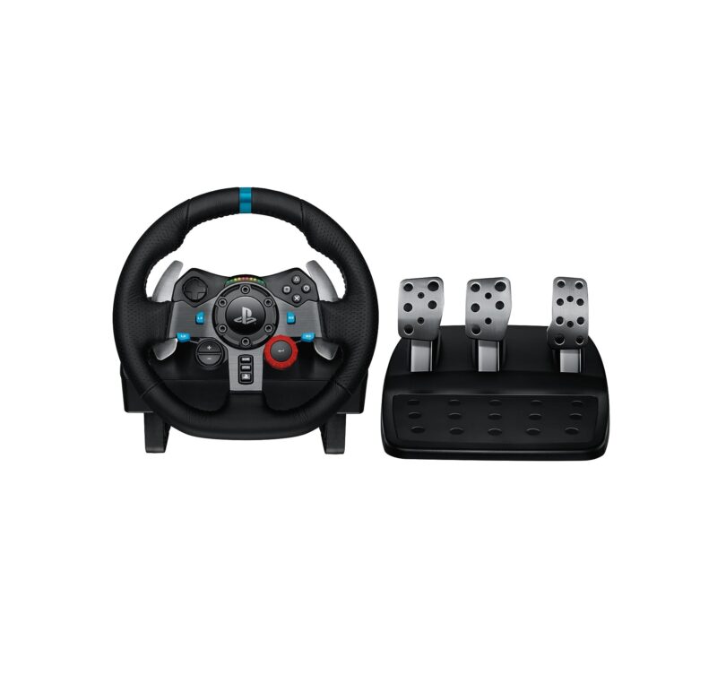 LOGITECH-1 Logitech G29 Driving Force Racing Wheel and Floor Pedals, Real Force Feedback, Stainless Steel Paddle Shifters, Leather Steering Wheel Cover for PS5, PS4, PC, Mac - Black