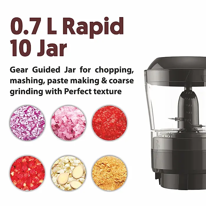 MG-247_6 Preethi Peppy Pro MG 247, 750 Watts, 4 Jars with Unique Rapid 10 Chopping Jar(Green/Black)