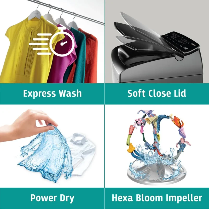 169234-1200-auto 360° Bloomwash Pro 9.5kg 5 Star Fully Automatic Top-Load Washing Machine with In-Built Heater