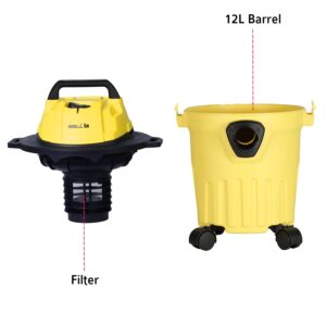 IBELL VC120YBPLUS Vacuum Cleaner, 12L Barrel, 1200W, Wet and Dry Blowing & Suction, High Efficiency Filter (Yellow)