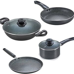 51bOtR8fXVL Prestige Omega Granite Aluminium Kitchen Set, 4-Pieces, Black