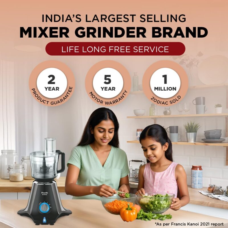 614p8SDhPHL._SL1080_ Preethi Zodiac Mixer Grinder, 750 Watts, Black