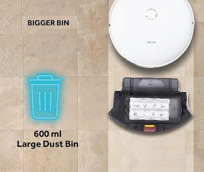 617GLuU-GQL._SX679_ Haier Robot Vacuum Cleaner with Wet Mopping, 2-in-1 with App & Voice Control, Auto Recharge, Strong 2200 PA Suction, and Long Life 2600 Battery, 1.6 Hours, Silver