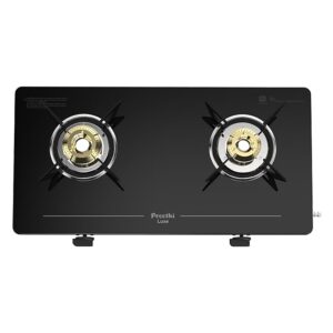 61FYZdqei8L._SX679_ reethi Luxe 2 Burner Glass Top Gas Stove With Driptray Less Infinity Design, 5 Year Warranty on Glass & Burner, Manual Design, Black