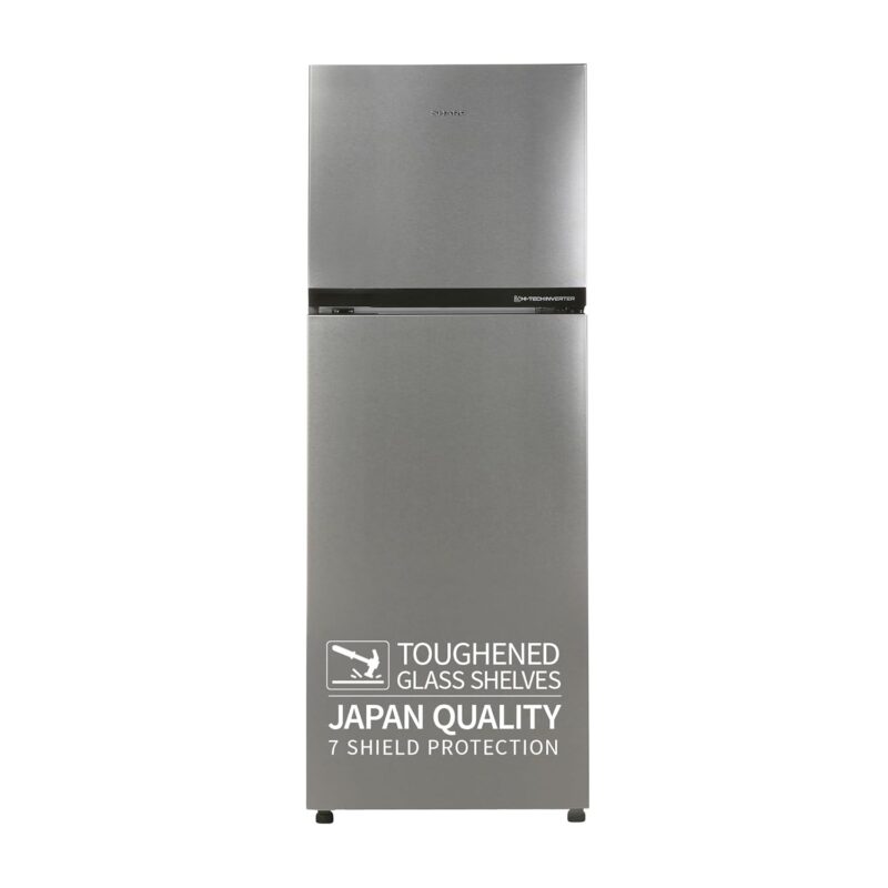 61NNWTTocLL._SL1500_ SHARP 265 L Frost Free Double Door 2 Star Refrigerator |Japan 7 Shield Protection|Hi-Tech Inverter | (Silver Hairline, SJ-FF305V2-PSH)