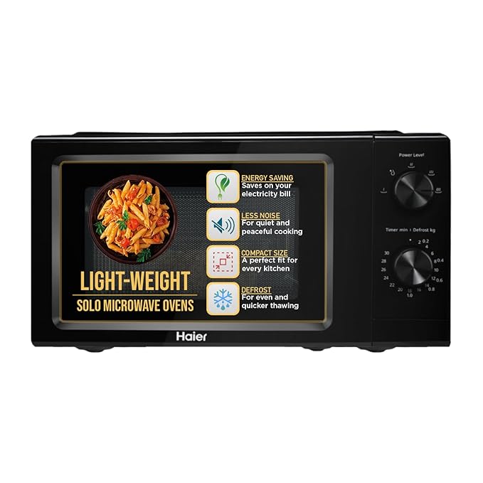 61TA6Mtz59L._SX679_ Haier 19 L Inverter Technology, Light Weight, Defrost, 5 Power Levels Solo Microwave Oven (HIL1901MBPB, Black)