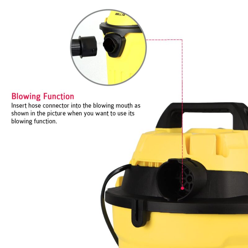 IBELL VC120YBPLUS Vacuum Cleaner, 12L Barrel, 1200W, Wet and Dry Blowing & Suction, High Efficiency Filter (Yellow)