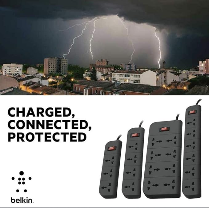 61c0ZA885IL._SX679_ Belkin 6-Socket Surge Protector Universal Socket with 6.5ft (2-Meter) Heavy Duty Cable Overload Protection, Extension Cord Comes with 5 Years Manufacturer Warranty, Grey Color