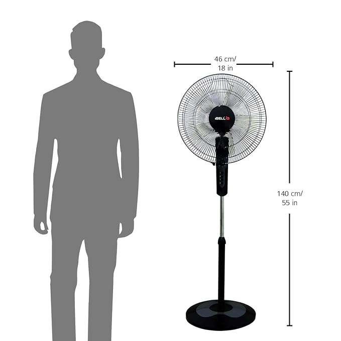 61cgJ60HfNL._SX679_ IBELL CHROME10 5 Leaf Pedestal Fan with Timer. High Speed motor - Black