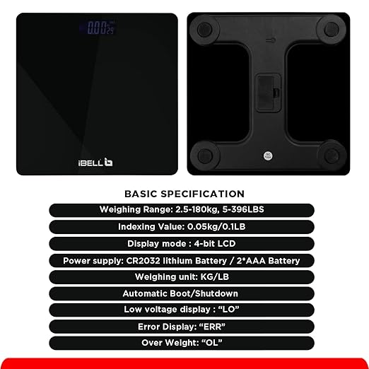 61njqIa35kL._SX522_ iBELL BS260M Personal Body Weight Weighing Scale, Bathroom Scale (180 kg)