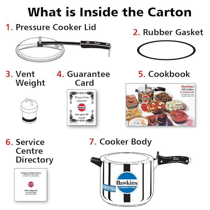 61xbMdnm0EL._SX679_ Hawkins 5 Litre Inner Lid Pressure Cooker, Stainless Steel Cooker, Induction Cooker, Silver (HSS60), 5 Liter