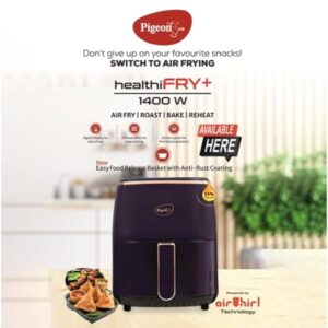 61ycpQtBaIL._SX679_ (1) Pigeon Healthifry Plus Digital Air Fryer, 360° High Speed Air Circulation Technology 1400 W with Non-Stick 4.2 L Basket - Purple