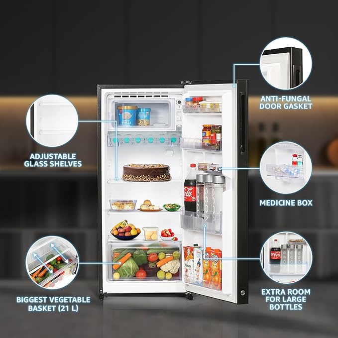 71-6Im8xvOL._SX679_ SHARP 193 L Direct Cool Single Door 4 Star Refrigerator |Japan 7 Shield Protection|Mirror Glass Finish|(Black, SJ-G19ST-MR)