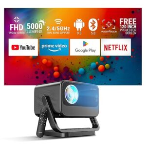 714jnqtBwzL._SX522_ Ant Esports View 822 Smart LED Projector - Black | Auto-Focus 1080P Native & 4K Support, 5000 Lumens, WiFi, Android 9, BT, Remote, Upto 176", Built-in OTT (Netflix, Prime Video), Speaker 2x3W