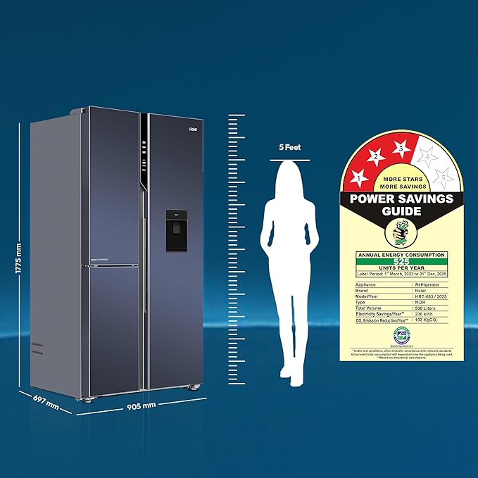 716WDWvKwfL._SX679_ Haier 598L 3 Door Convertible Side by Side Refrigerator with WIFI Enabled Smart Sense AI