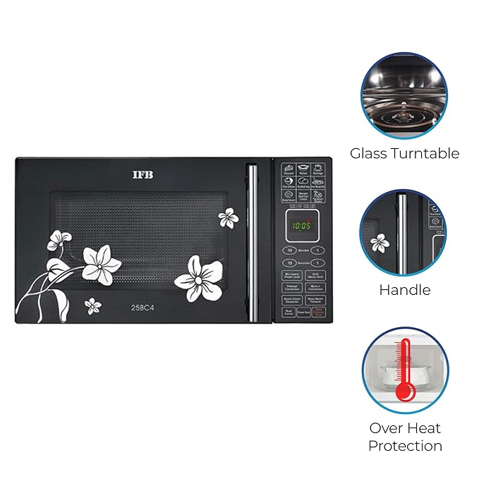71AcJ9ODThL._SX679_ IFB 25 L Convection Microwave Oven (25BC4, Black +Floral Design) Visit the IFB Store