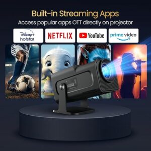 Portronics Beem 470 Smart LED Projector with 1080p Full HD Resolution, Rotatable Design, Built-in Streaming Apps (Netflix, Prime Video, Hotstar), 4500 Lumens, Screen Mirroring, 5 Watt Speaker