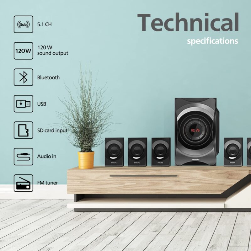 Philips Audio 5.1 Channel 120W Multimedia Speaker System (SPA8000B/94)