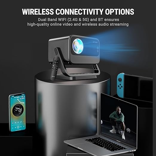 71OnK9OxCfL._SX522_ Ant Esports View 822 Smart LED Projector - Black | Auto-Focus 1080P Native & 4K Support, 5000 Lumens, WiFi, Android 9, BT, Remote, Upto 176", Built-in OTT (Netflix, Prime Video), Speaker 2x3W