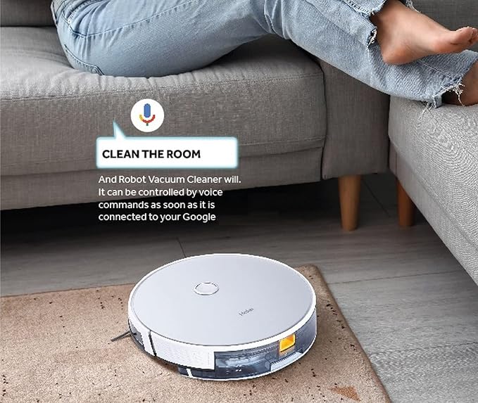 71P-4ngPh7L._SX679_ Haier Robot Vacuum Cleaner with Wet Mopping, 2-in-1 with App & Voice Control, Auto Recharge, Strong 2200 PA Suction, and Long Life 2600 Battery, 1.6 Hours, Silver