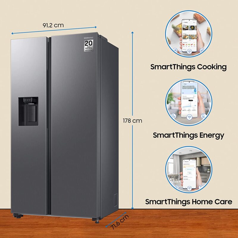 71WL8JeTRaL._SL1500_ Samsung 633 L Frost Free Convertible 5In1, Digital Inverter Wi-Fi Enabled Side by Side Refrigerator (RS78CG8543SLHL)
