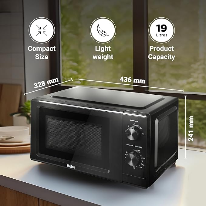 71aloIeauvL._SX679_ Haier 19 L Inverter Technology, Light Weight, Defrost, 5 Power Levels Solo Microwave Oven (HIL1901MBPB, Black)