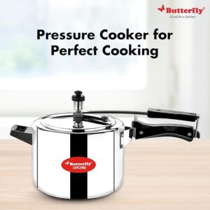 71heE9SSF+L._SX679_ Butterfly Orchid 5 Litres Pressure Cookers | Inner Lid | Superior Stainless Steel | Induction & Gas Stove Compatible | ISI Certified | 5 Years Manufacturer's Warranty | Silver