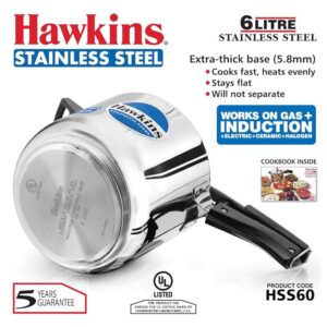 71hrZ3jo+5L._SX679_ Hawkins 5 Litre Inner Lid Pressure Cooker, Stainless Steel Cooker, Induction Cooker, Silver (HSS60), 5 Liter