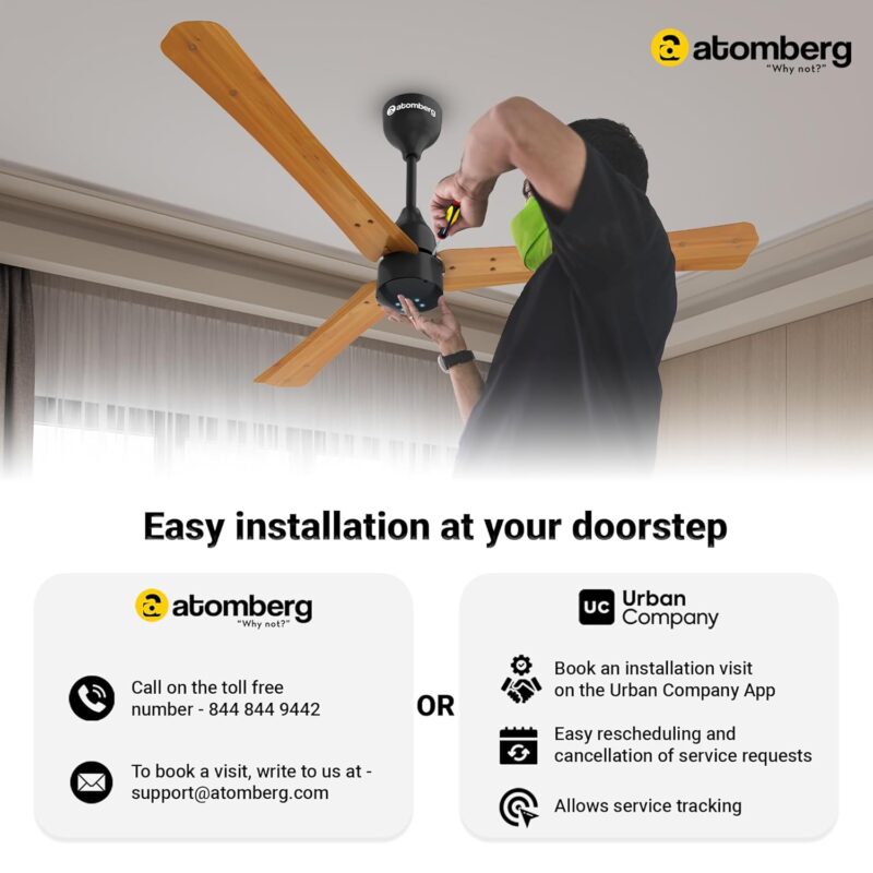71n4jYKPTWL._SL1500_ atomberg Ikano 1200mm BLDC Ceiling Fan with Remote | 5 star | High Air Delivery | LED Speed Indicator | Low Noise | Timeless Design with Power Saving | 2 Year Warranty|Gloss Black