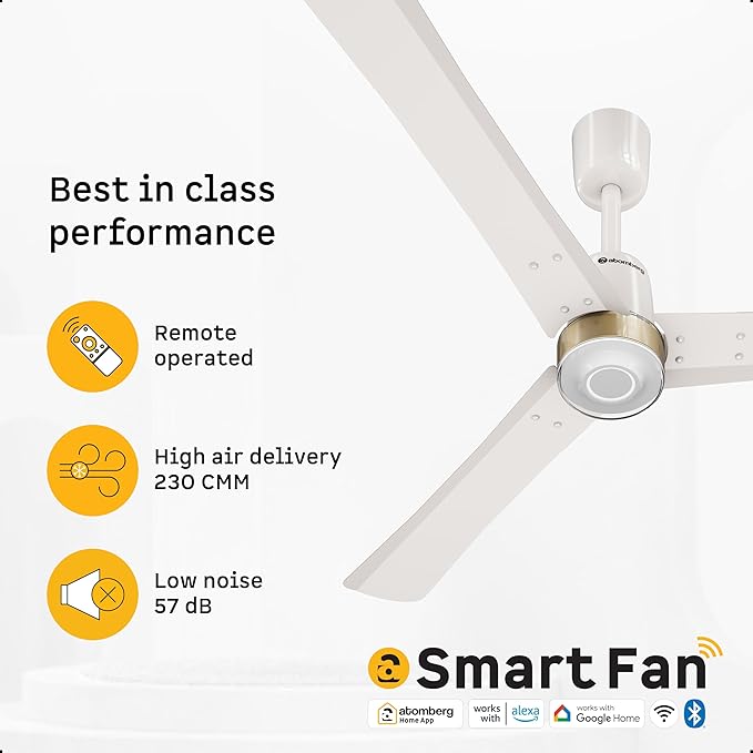 71oVgRWC+1L._SX679_ atomberg Renesa Elite Smart 1200mm BLDC Ceiling Fan with IoT & Remote Control | 5 star | High Air Delivery with Moonbeam LED Light | New Sleek Design | Newly Launched | 3 Year Warranty|Pearl White