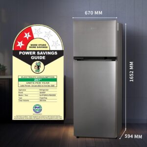813esBDY1jL._SL1500_ SHARP 265 L Frost Free Double Door 2 Star Refrigerator |Japan 7 Shield Protection|Hi-Tech Inverter | (Silver Hairline, SJ-FF305V2-PSH)