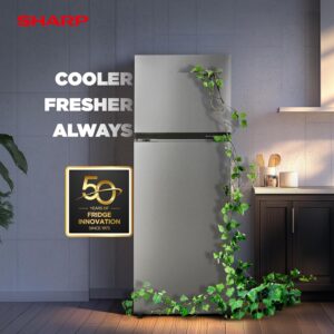 8159zBzujXL._SL1500_ SHARP 265 L Frost Free Double Door 2 Star Refrigerator |Japan 7 Shield Protection|Hi-Tech Inverter | (Silver Hairline, SJ-FF305V2-PSH)